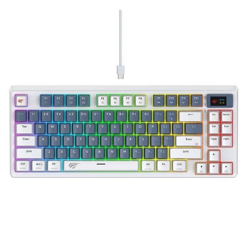 CLAVIER MECANIQUE GAMING HAVIT KB884L 83 KEY RED-SWITCH RGB BLUE-WHITE LCD